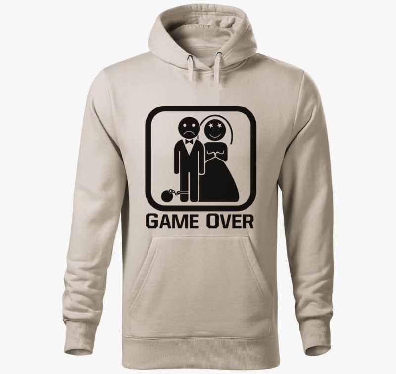 GameOver kapucnis pulóver — Drapp szürke