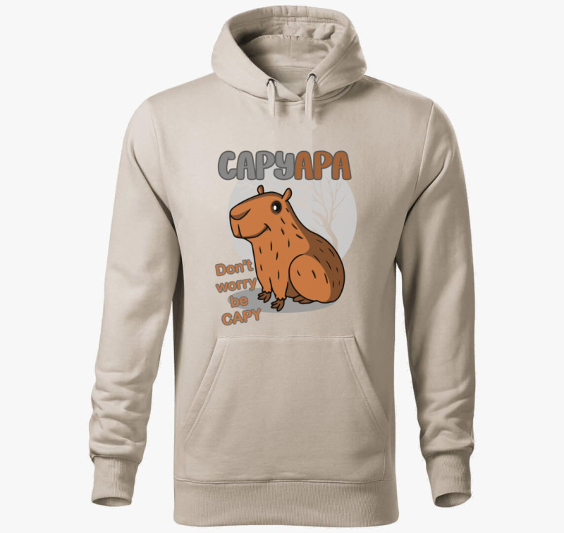 CapyApa kapucnis pulóver — Drapp szürke