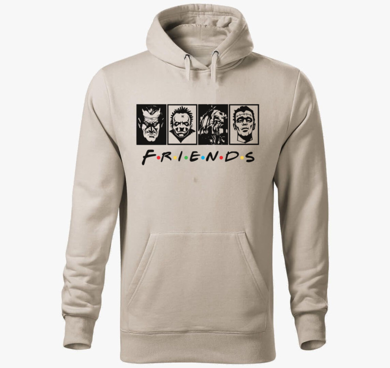 Friends halloween kapucnis pulóver — Drapp szürke