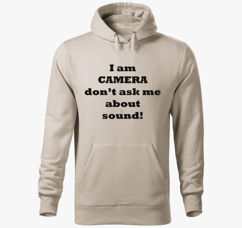 Camera kapucnis pulóver — Drapp szürke