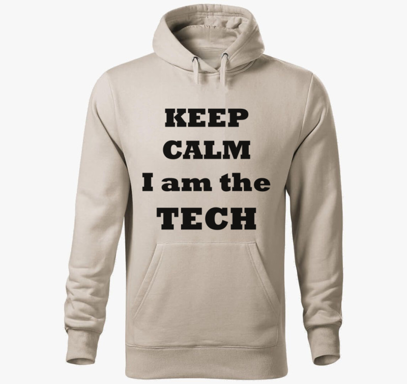 Keep calm TECH kapucnis pulóver — Drapp szürke