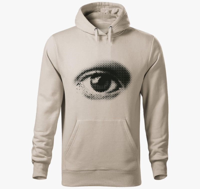 Dotted eye kapucnis pulóver — Drapp szürke