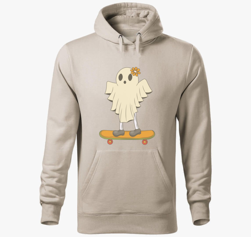 Deszkás halloween kapucnis pulóver — Drapp szürke