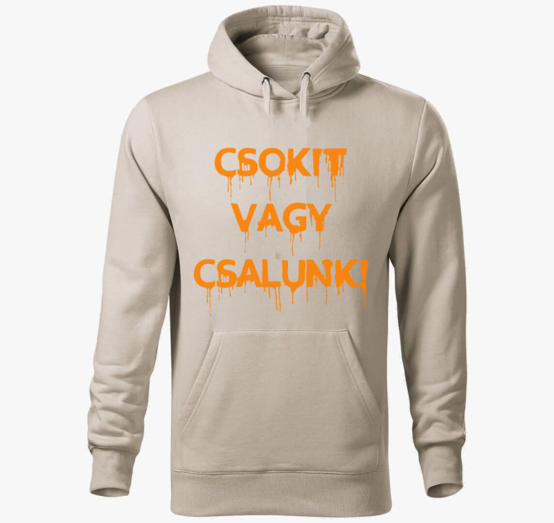 Csokitvagycsalunk kapucnis pulóver — Drapp szürke