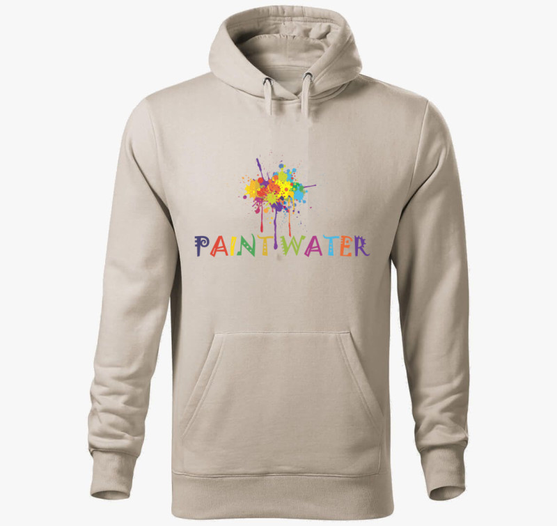 Paint water kapucnis pulóver — Drapp szürke
