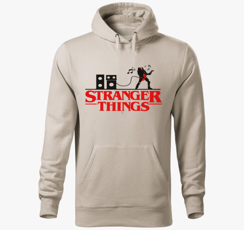Stranger Things 4 sziluett kapucnis pulóver — Drapp szürke