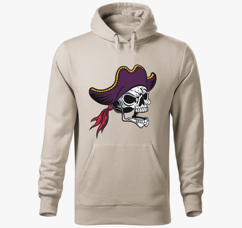 Pirate skull 5 kapucnis pulóver — Drapp szürke