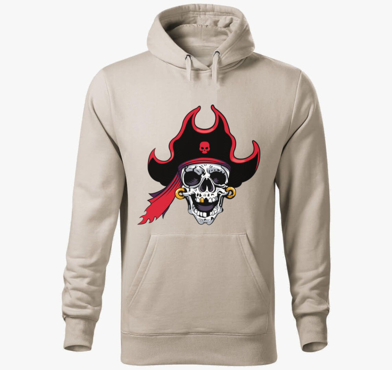 Pirate skull 7 kapucnis pulóver — Drapp szürke