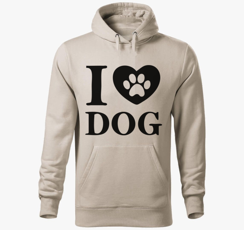 I love dog kapucnis pulóver — Drapp szürke