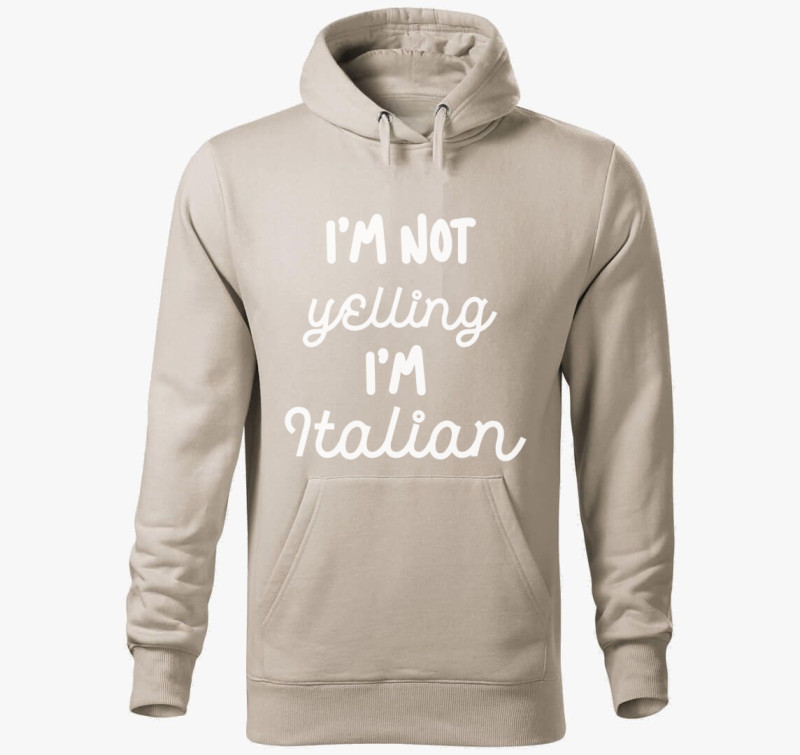 Yelling Italian kapucnis pulóver — Drapp szürke