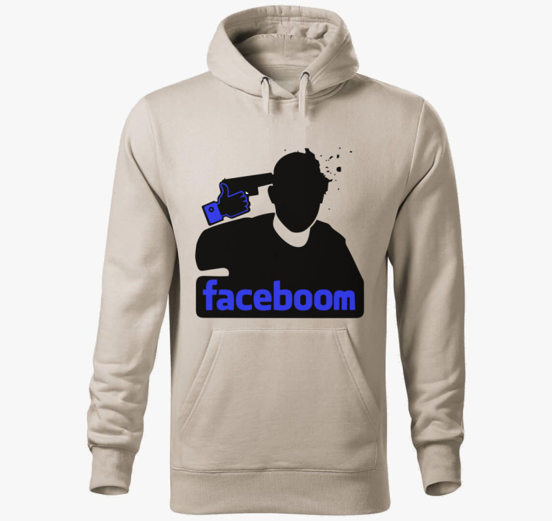 Faceboom kapucnis pulóver — Drapp szürke