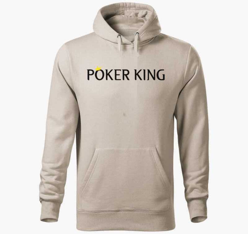 Poker king kapucnis pulóver — Drapp szürke