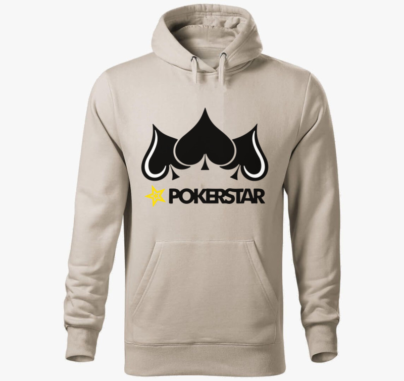 Pokerstar kapucnis pulóver — Drapp szürke
