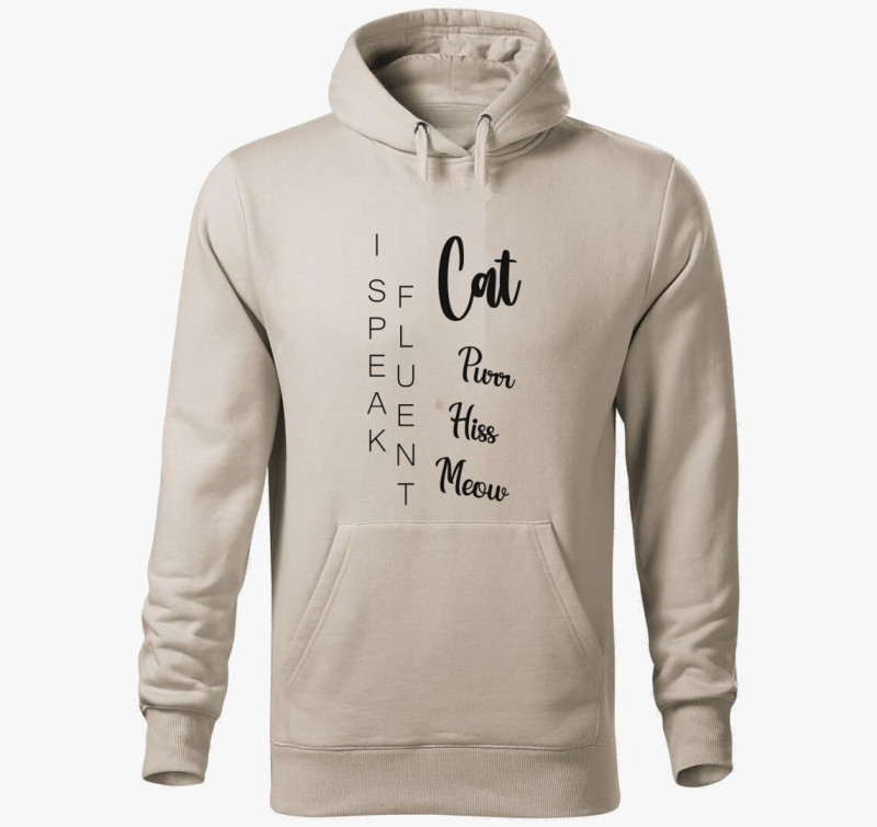 Fluent cat kapucnis pulóver — Drapp szürke