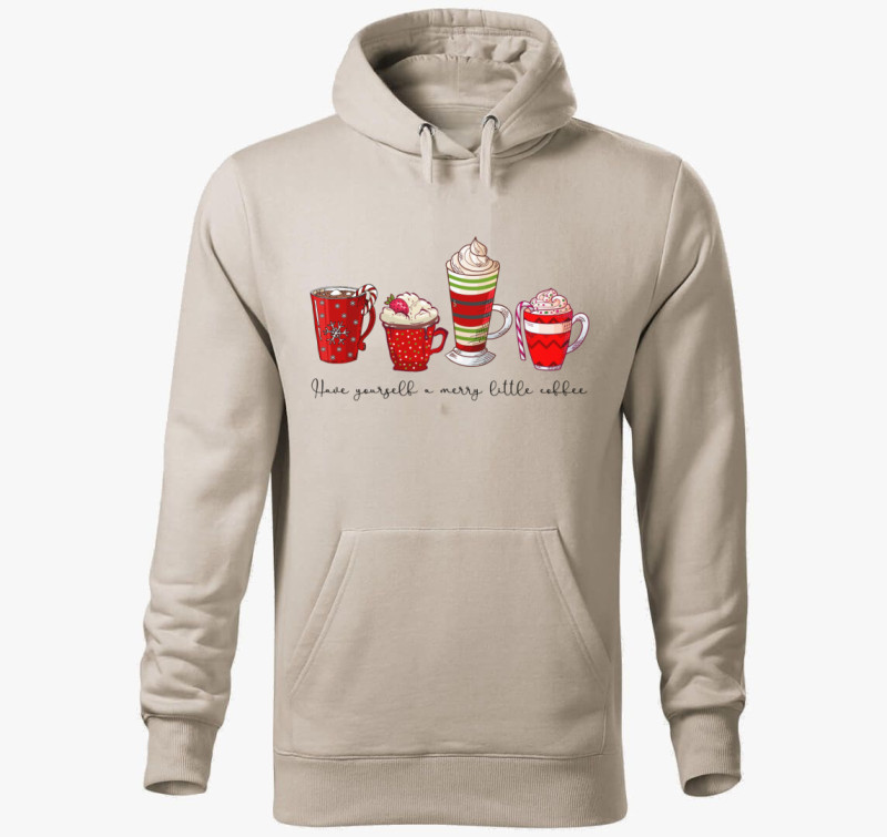 Merry coffee kapucnis pulóver — Drapp szürke