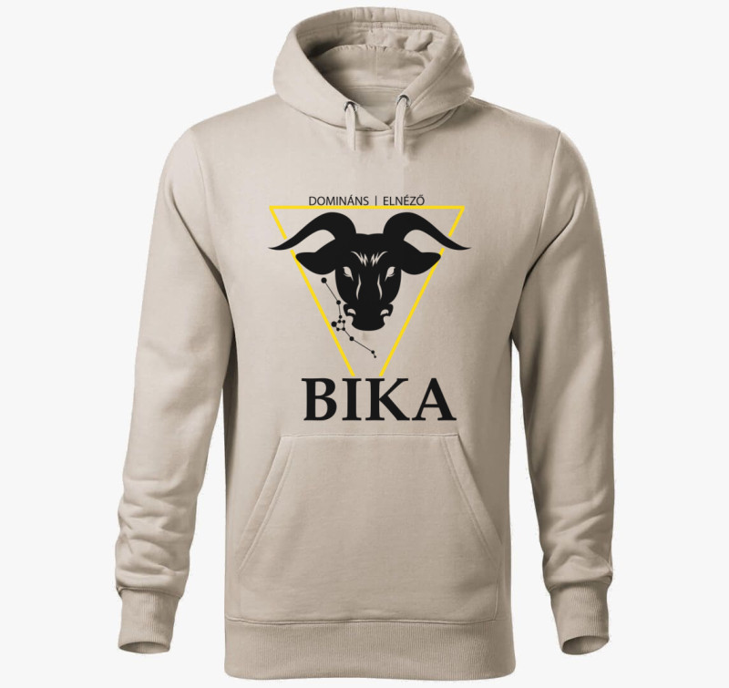 Horoszkóp BIKA kapucnis pulóver — Drapp szürke