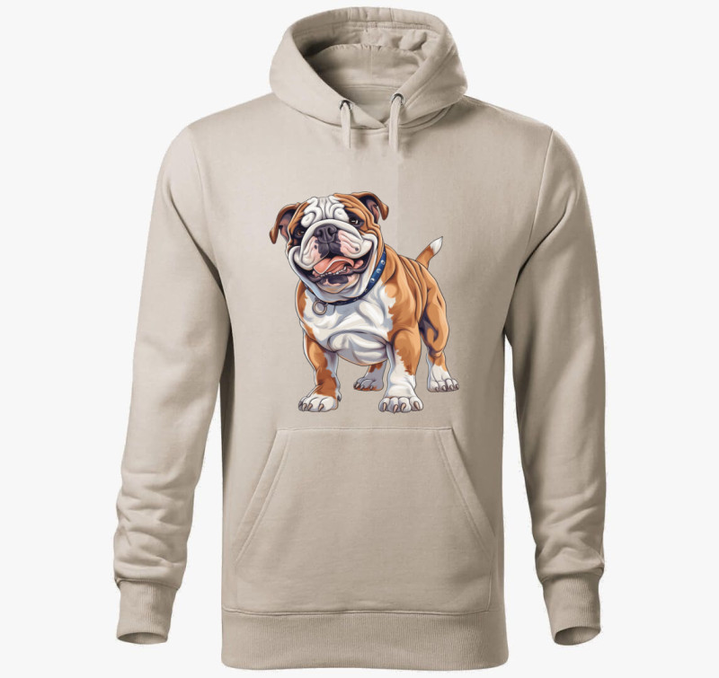 Mini bulldog kapucnis pulóver — Drapp szürke