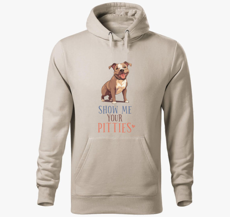 Pitties kapucnis pulóver — Drapp szürke