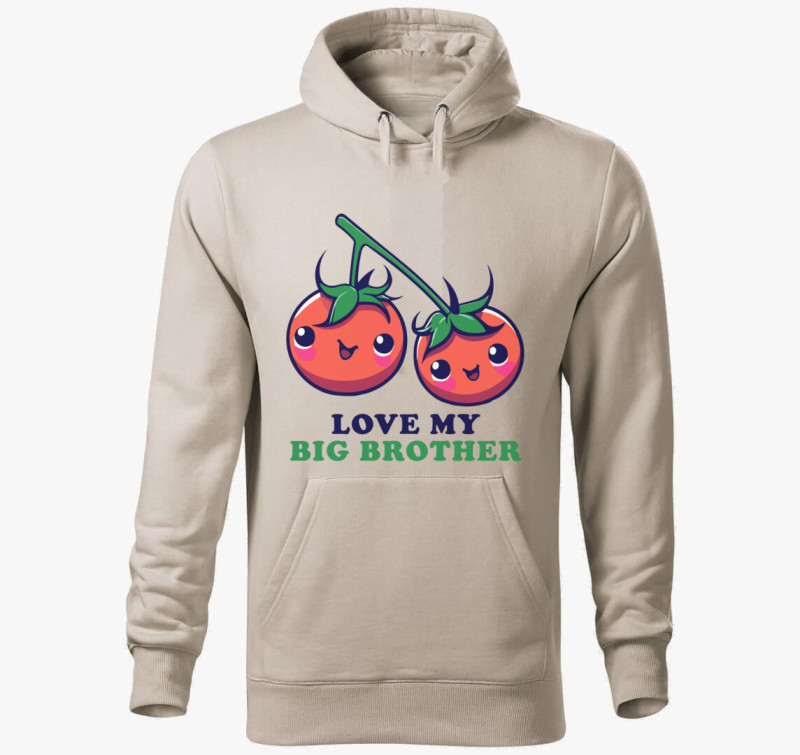 Tomato big brother kapucnis pulóver — Drapp szürke
