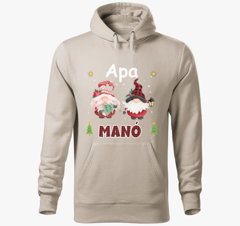 Apa manó kapucnis pulóver — Drapp szürke
