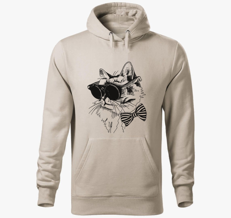 Catsy Art kapucnis pulóver — Drapp szürke