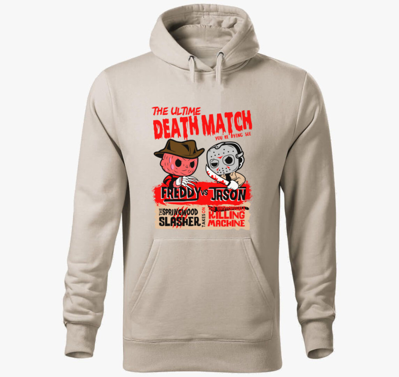 Freddy vs Jason kapucnis pulóver — Drapp szürke