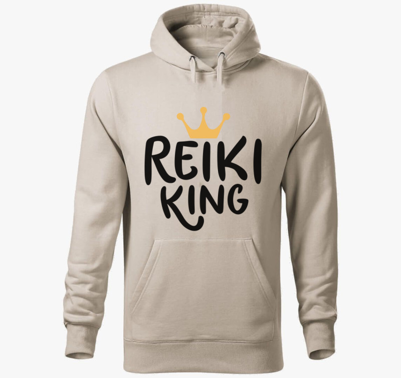 Reiki king kapucnis pulóver — Drapp szürke