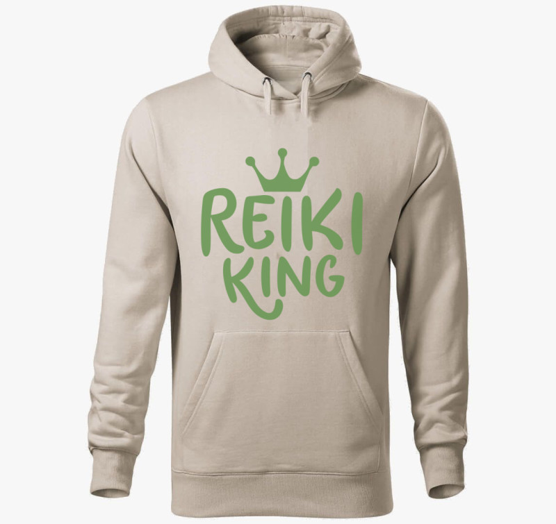 Reiki king zöld kapucnis pulóver — Drapp szürke