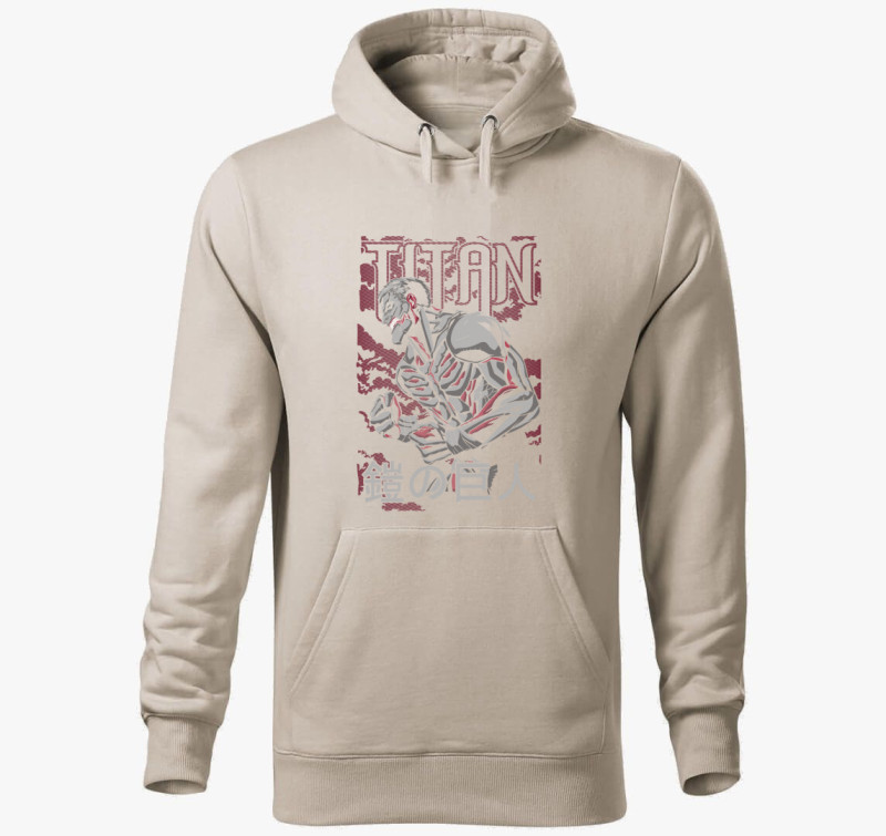 Attack On Titan - The Armored Titan kapucnis pulóver — Drapp szürke