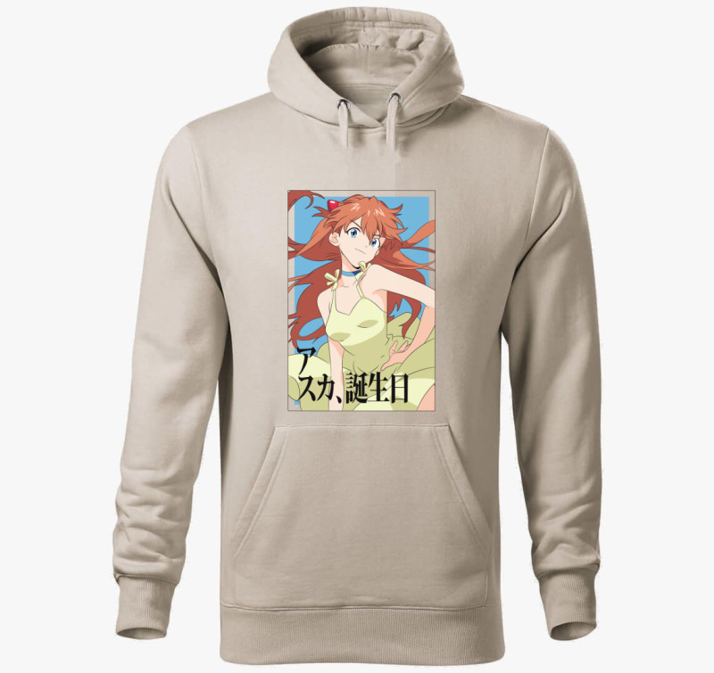 Neon Genesis Evangelion - Asuka kapucnis pulóver — Drapp szürke