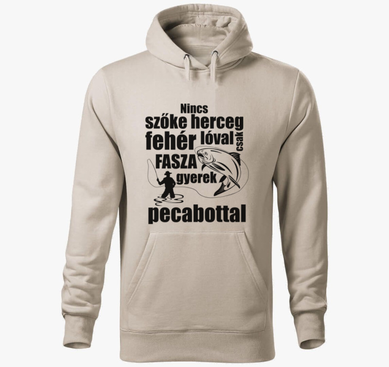 Szőke herceg pecabottal kapucnis pulóver — Drapp szürke
