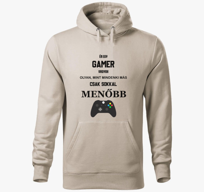 Menő gamer kapucnis pulóver (xbox változat) — Drapp szürke