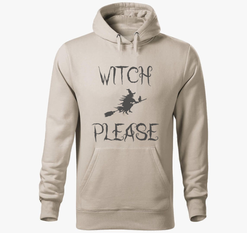 Witch Please kapucnis pulóver — Drapp szürke