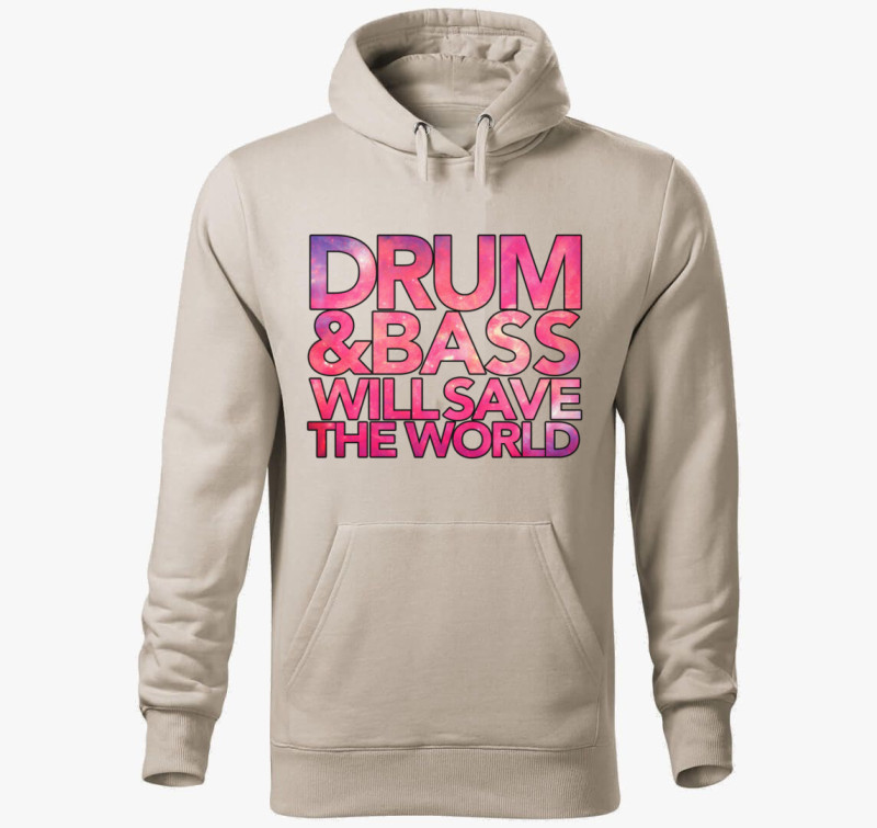 Drum and Bass will save the world kapucnis pulóver — Drapp szürke