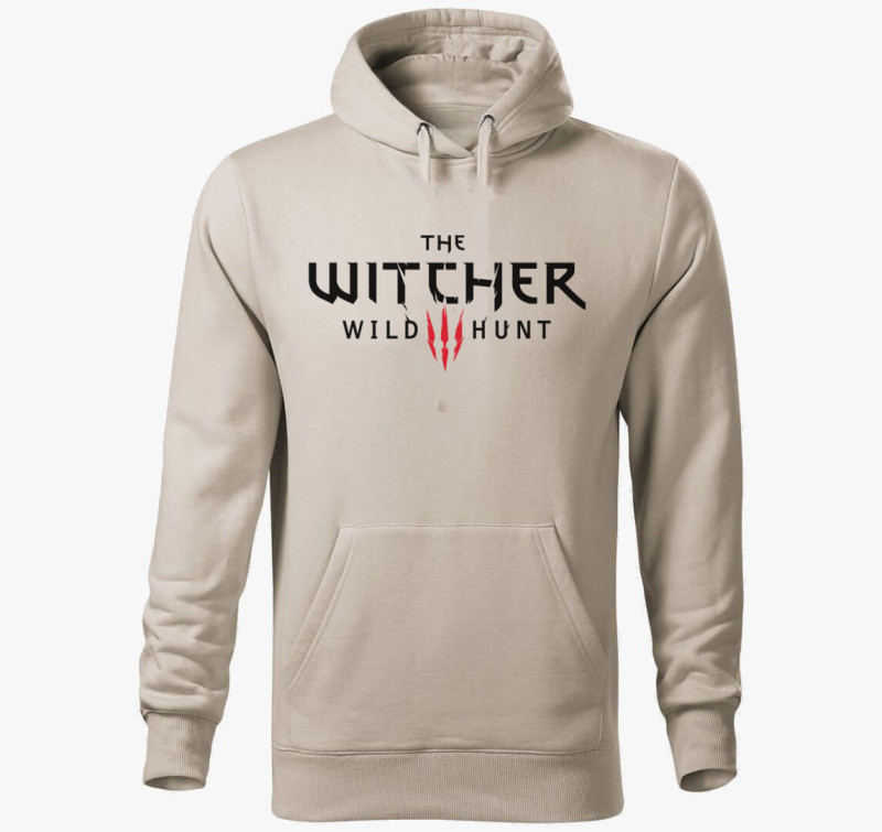 Witcher Wild Hunt kapucnis pulóver — Drapp szürke