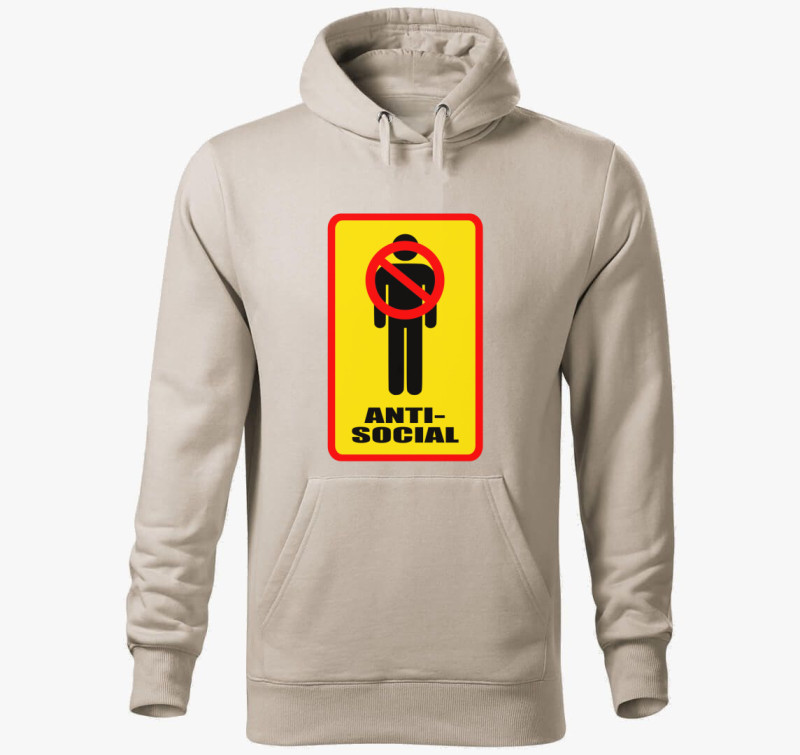 Anti Social kapucnis pulóver — Drapp szürke