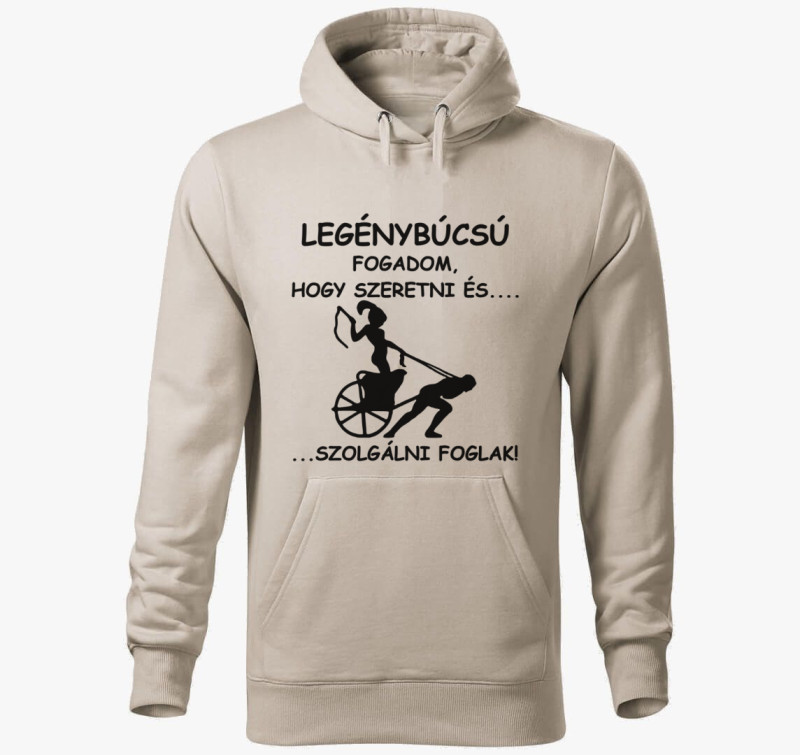 Legénybúcsús kapucnis pulóver — Drapp szürke