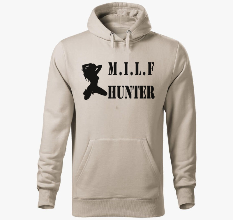 Milf Hunter kapucnis pulóver 2 — Drapp szürke