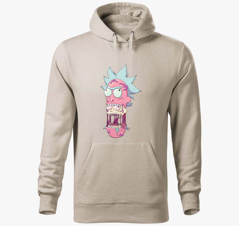 Rick N Morty kapucnis pulóver — Drapp szürke