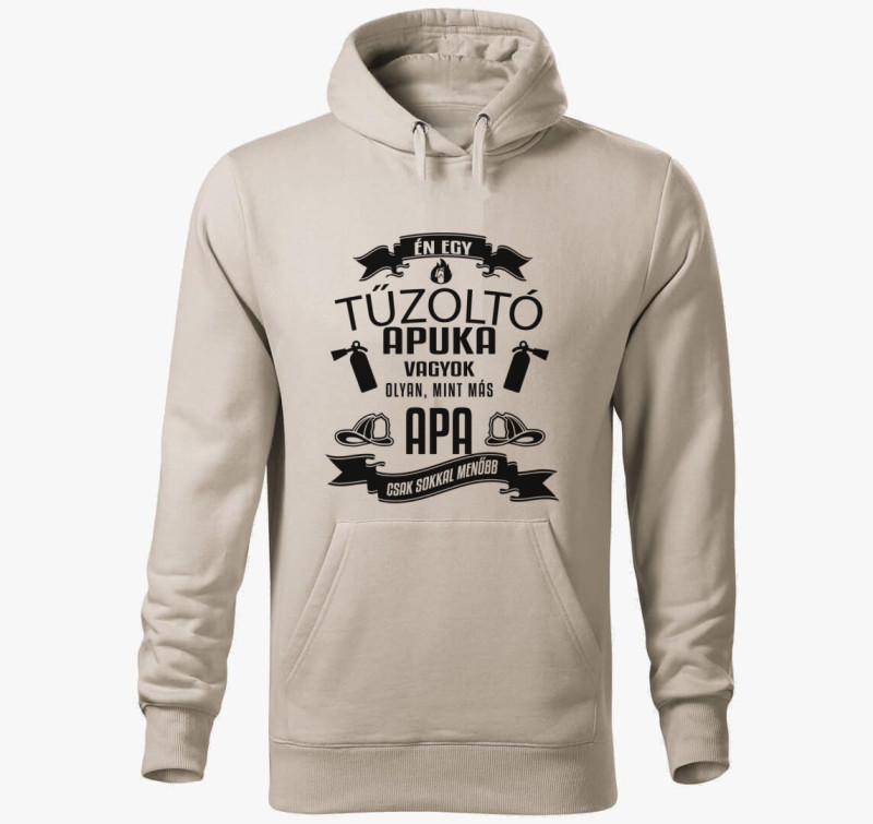 Tűzoltó apuka kapucnis pulóver — Drapp szürke