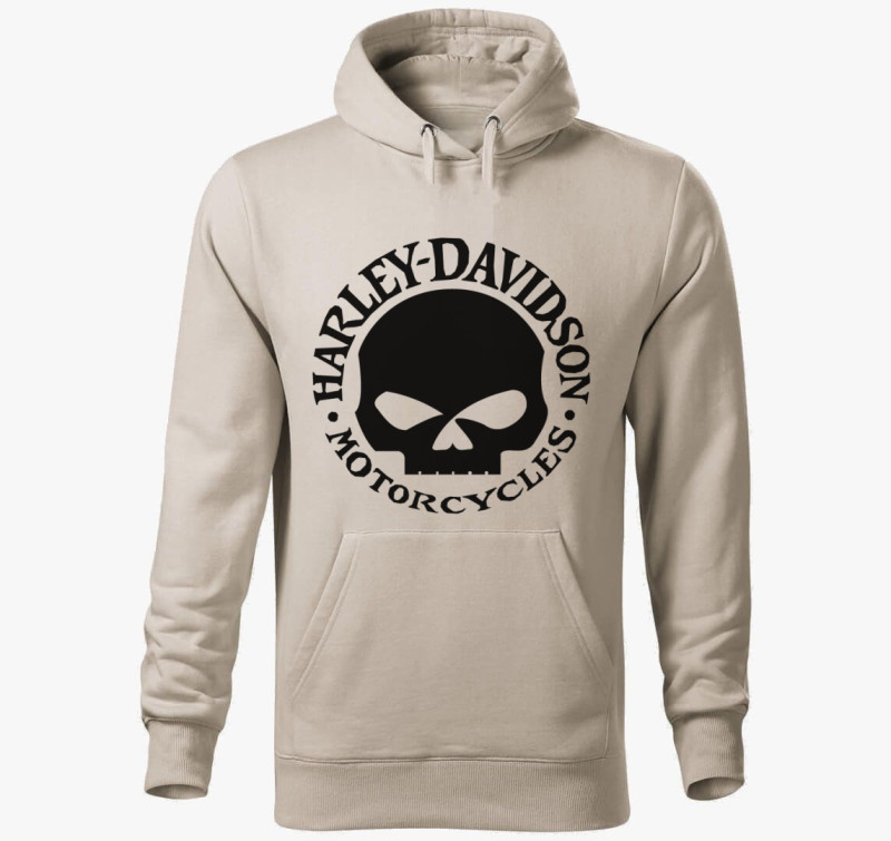 Harley Davidson kapucnis pulóver — Drapp szürke