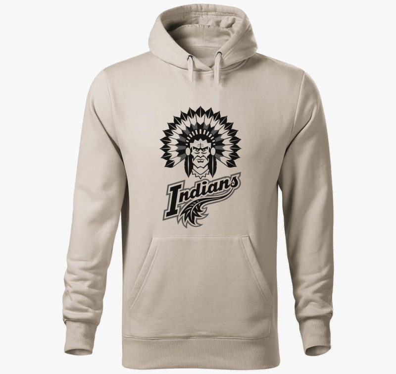 Indián kapucnis pulóver — Drapp szürke
