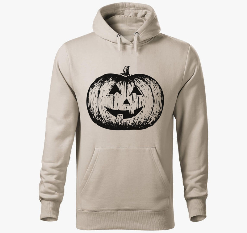 Halloween tökös kapucnis pulóver — Drapp szürke
