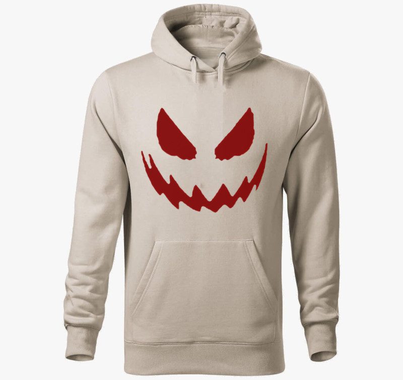 Halloween smile kapucnis pulóver — Drapp szürke