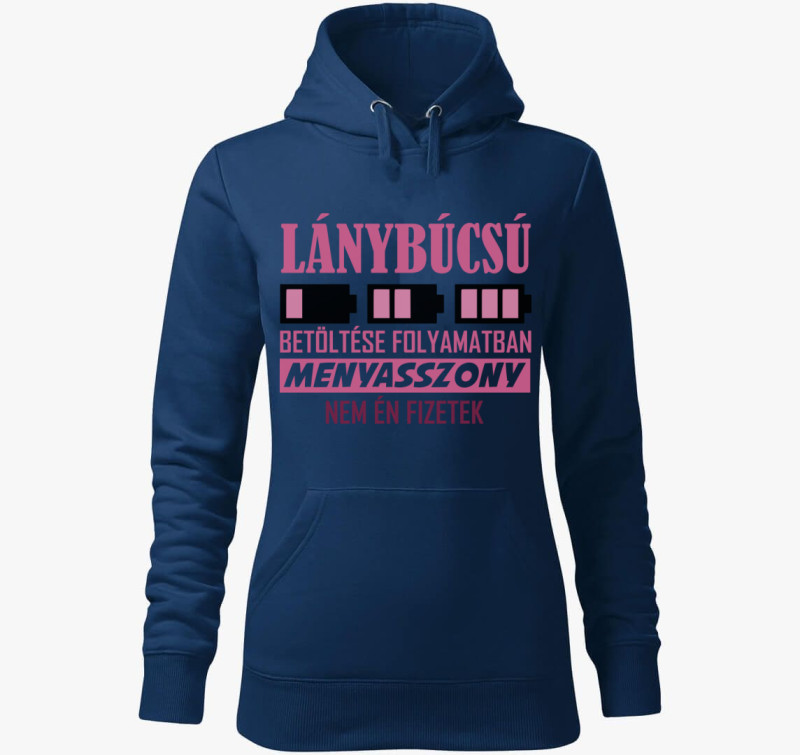 Lánybúcsú betöltése folyamatban Menyasszonynak kapucnis pulóver — Éjkék