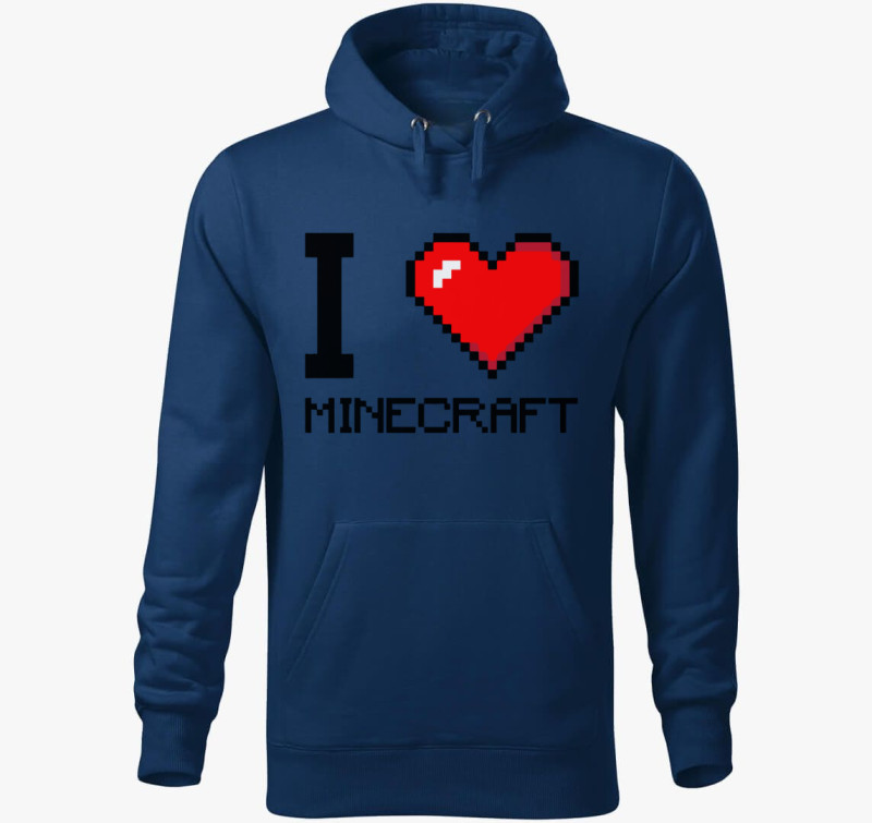 I love minecraft kapucnis pulóver — Éjkék