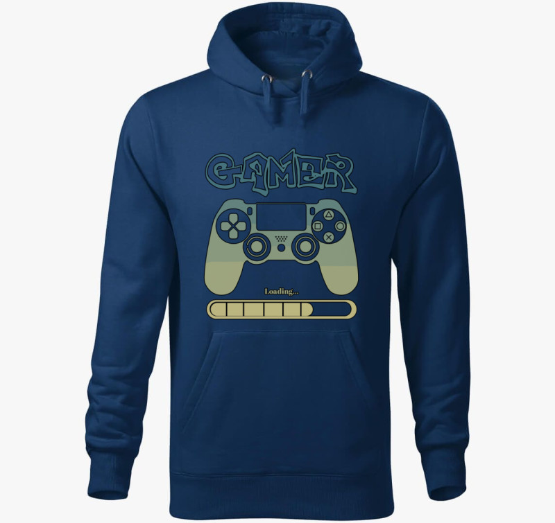 Gamer Loading kapucnis pulóver — Éjkék