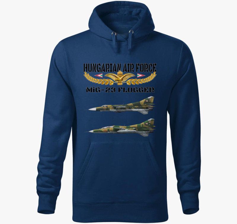 Aranysas MiG-23 kapucnis pulóver — Éjkék