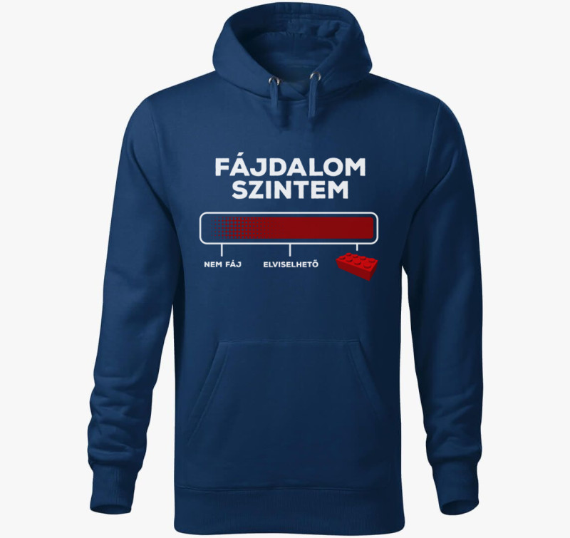 Fájdalom szint vicces kapucnis pulóver — Éjkék