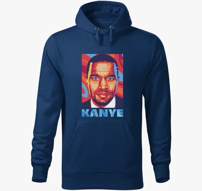 Kanye West kapucnis pulóver — Éjkék